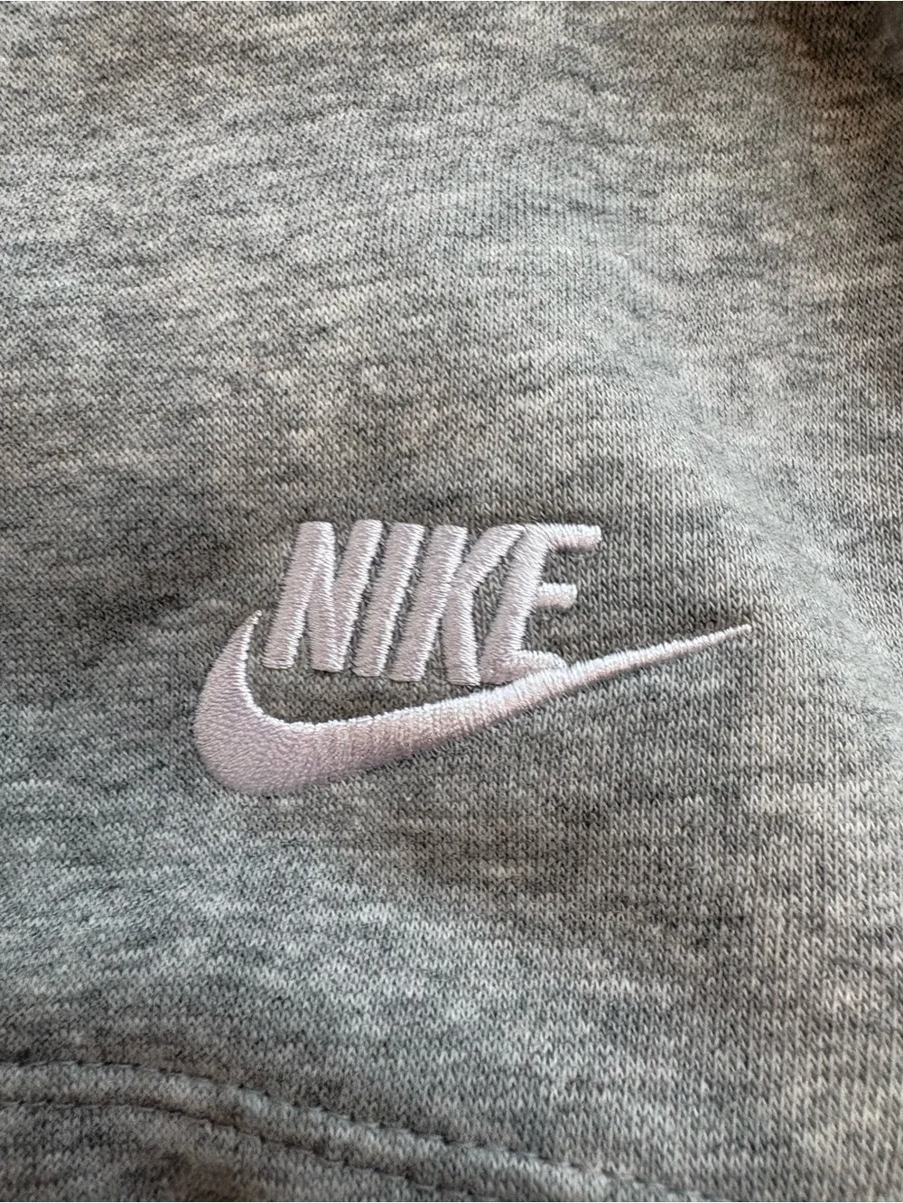 NWT Nike Woman’s Light Gray Fleece Jogger Shorts with White Logo